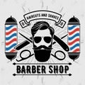 Barber shop poster template with hipster face.