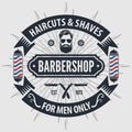 Barber shop poster template with hipster face. Royalty Free Stock Photo