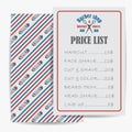 Barber shop price or brochure list with prices at the hairstyles and haircuts