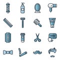 Barber shop and shave shop vector icons.