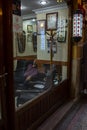 Barber, barber shop, sign, vintage, retro style, Istanbul, Turkey, Middle East, Cicek Pasaji, the Flower Passage Royalty Free Stock Photo