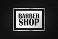 Barber shop on a silver rectangle on a rich black background