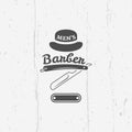 Barber shop straight razor vector vintage emblem Royalty Free Stock Photo