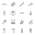 Barber shop supplies line icons set Royalty Free Stock Photo