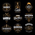 Barber Shop Vector Retro Emblems Royalty Free Stock Photo
