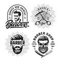 Barber shop vintage design logo template