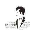 Barber shop vintage emblem isolated on white background. Royalty Free Stock Photo