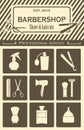 Barber shop vintage tools icons set