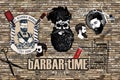 barber shop wallpaper design with bricks background and tattoos