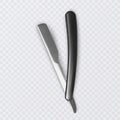 Barber straight edge razor, realistic razor on transparent background