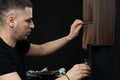 Barber or stylist at work. Hairdresser cutting woman hair Royalty Free Stock Photo