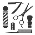 Barber tools graphic icon set