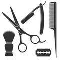 Barber tools graphic icon set