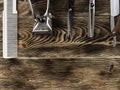 Barber Tools On Wooden Background