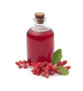 Barberry fruit syrup and branch barberry Royalty Free Stock Photo
