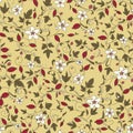 Barberry pattern. seamless floral texture with berries