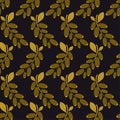 Barberry seamless pattern in art deco style. Barberry icon in style of the 1920s-1930s. Linear icon wild berries in golden color