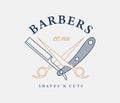 Barbers vector colored badge illustration