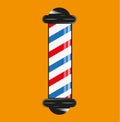 Barbers shop pole Icon Illustration design on a orange background