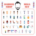 barbershop bir og mega set icon, isolated barbershop set sign icon, vector illustration