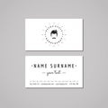 Barbershop business card design concept. Barbershop logo with a mustached man. Vintage, hipster and retro style.