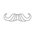 Barbershop curved mustache gentleman grooming hipster coiffure line vector logo vector illustration