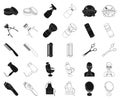 Barbershop and equipment black,outline icons in set collection for design. Haircut and shave vector symbol stock web