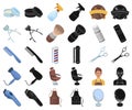 Barbershop and equipment cartoon,black icons in set collection for design. Haircut and shave vector symbol stock web