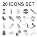 Barbershop and equipment monochrome icons in set collection for design. Haircut and shave vector symbol stock web Royalty Free Stock Photo