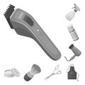 Barbershop and equipment monochrome icons in set collection for design. Haircut and shave vector symbol stock web Royalty Free Stock Photo