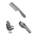 Barbershop and equipment monochrome icons in set collection for design. Haircut and shave vector symbol stock web Royalty Free Stock Photo