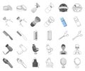 Barbershop and equipment monochrome,outline icons in set collection for design. Haircut and shave vector symbol stock