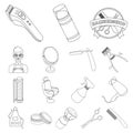 Barbershop and equipment outline icons in set collection for design. Haircut and shave vector symbol stock web Royalty Free Stock Photo