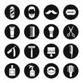 Barbershop equipment and tools vector icon set