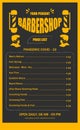 Barbershop flyer design menu tamplate, price list haircut for corona pandemic Royalty Free Stock Photo