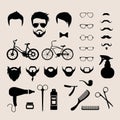 Barbershop hair cut mobile app flat vector hipster haircut beard