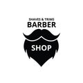 barbershop hair, mustache and beard trims and shave vector logo design