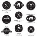 Barbershop (hair Salon) Logo-badges Vintage Vector Set. Hipster And Retro Style.