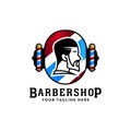 Barbershop hair stylist badge logo icon