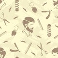 Barbershop hairdresser seamless pattern