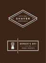 Barbershop or Hairdressing Salon Set of Vector Monochrome Emblems Isolated on Dark Background. Vector Royalty Free Stock Photo