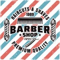 Barbershop and hairdressing service vector emblem Royalty Free Stock Photo