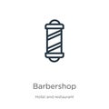 Barbershop icon. Thin linear barbershop outline icon isolated on white background from hotel and restaurant collection. Line