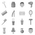 Barbershop icons set, black monochrome style