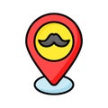 Barbershop location, salon point, Mustache inside map pin, hairdresser location