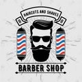 Barbershop Logo with barber pole in vintage style Royalty Free Stock Photo