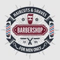 Barbershop Logo with barber pole in vintage style Royalty Free Stock Photo