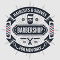 Barbershop Logo with barber pole in vintage style Royalty Free Stock Photo