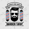 Barbershop Logo with barber pole in vintage style Royalty Free Stock Photo