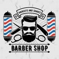 Barbershop Logo with barber pole in vintage style Royalty Free Stock Photo